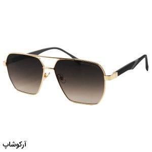 عکس از عینک آفتابی پورشه دیزاین با لنز قهوه ای هایلایت، فریم خلبانی، طلایی رنگ و دسته فنری مدل DS2440S