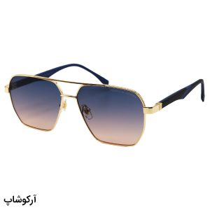عکس از عینک آفتابی با لنز دو رنگ هایلایت، فریم خلبانی، طلایی رنگ و دسته فنری پورشه دیزاین مدل DS2440S