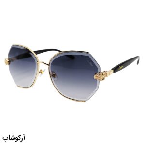 عکس از عینک آفتابی زنانه Cartier با فریم طلایی رنگ، دسته طرح دار و دودی سایه روشن مدل 2538