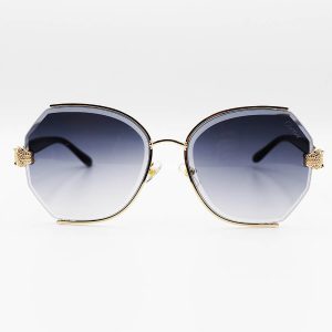عکس از عینک آفتابی زنانه Cartier با فریم طلایی رنگ، دسته طرح دار و دودی سایه روشن مدل 2538