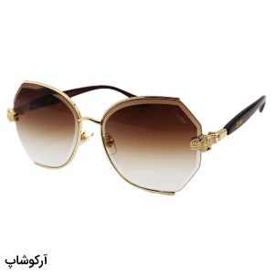عکس از عینک آفتابی زنانه CARTIER با فریم طلایی رنگ، دسته قهوه ای و لنز قهوه ای هایلایت مدل 2538