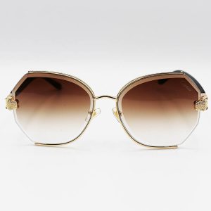 عکس از عینک آفتابی زنانه CARTIER با فریم طلایی رنگ، دسته قهوه ای و لنز قهوه ای هایلایت مدل 2538