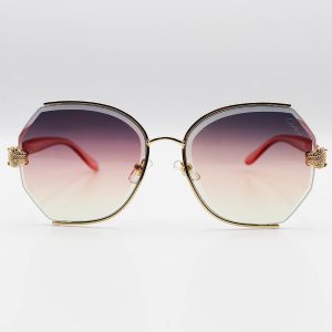 عکس از عینک آفتابی زنانه CARTIER با فریم طلایی رنگ، دسته صورتی و لنز بنفش هایلایت مدل 2538
