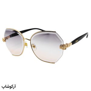 عکس از عینک آفتابی زنانه Cartier با فریم طلایی، دسته مشکی و عدسی دو رنگ سایه روشن مدل 2538