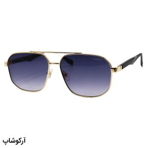 عکس از عینک آفتابی کارتیه با فریم طلایی رنگ، شکل چندضلعی، دسته فنردار و لنز دودی هایلایت مدل DS2444S