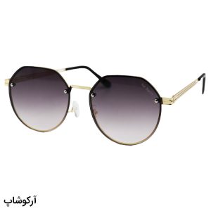 عکس از عینک آفتابی با فریم گرد، از جنس تیتانیوم، طلایی رنگ و لنز دودی سایه روشن آیس برلین مدل 6608