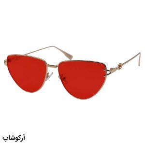 عکس از عینک دید در شب زنانه با فریم مثلثی شکل، رنگ طلایی و عدسی قرمز رنگ برند DITIAI مدل 7641