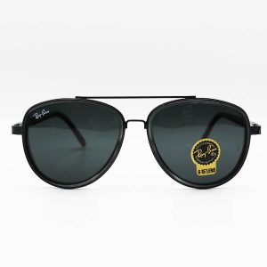عکس از عینک آفتابی Ray-Ban با فریم خلبانی، مشکی و خاکستری، لنز سنگ و دودی و دسته فنری مدل RB3115-1