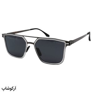 عکس از عینک آفتابی پلاریزه آیس برلین با فریم طوسی و نوک مدادی، مربعی شکل و لنز دودی تیره مدل T0905
