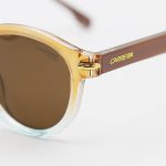 عکس از عینک آفتابی پلاریزه Carrera با فریم گرد، رنگ عسلی، لنز قهوه ای تیره و دسته سیم دار مدل P581006