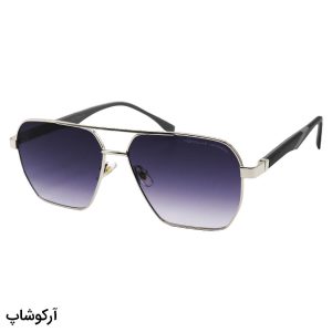 عکس از عینک آفتابی Porsche Design با فریم خلبانی، نقره ای رنگ، دسته فنری و لنز بنفش هایلایت مدل DS2440S