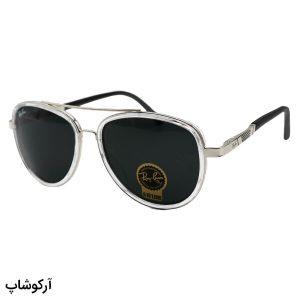 عکس از عینک آفتابی خلبانی Ray-Ban با فریم نقره ای رنگ، دسته فنری و لنز شیشه ای و دودی تیره مدل RB3115-1