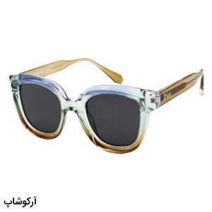 عکس از عینک آفتابی زنانه دیور با فریم چند رنگ، مربعی شکل، دسته قهوه ای و لنز دودی تیره و پلاریزه مدل P58971