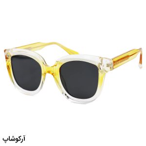 عکس از عینک آفتابی زنانه Dior با فریم چند رنگ، مربعی شکل، لنز دودی تیره و پلاریزه و دسته زرد مدل P58971