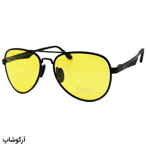 عکس از عینک شب میباخ با فریم خلبانی، مشکی رنگ، دسته فنری و لنز پلاریزه و زرد رنگ مدل D24302P