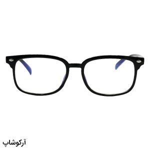 عکس از عینک مطالعه نزدیک بین با لنز بلوکات، فریم مشکی، مستطیلی و دسته فنری مدل B392