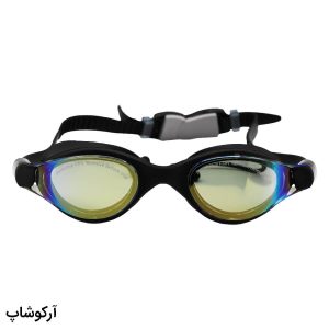 عکس از عینک شنا CONQUEST مشکی رنگ، از جنس سیلیکونی به همراه گوش گیر مدل 301-5