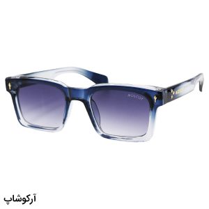 عکس از عینک آفتابی موسکات با فریم مربعی شکل، آبی رنگ و لنز بنفش سایه روشن مدل 86025