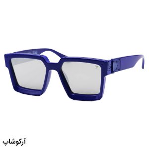 عکس از عینک آفتابی میلیونر با فریم آبی، مربعی شکل و لنز آینه ای و نقره ای Louis Vuitton مدل 86229A