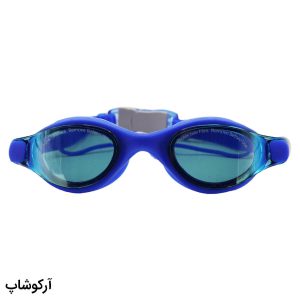 عکس از عینک شنا CONQUEST آبی رنگ، از جنس سیلیکونی به همراه گوش گیر مدل 301-5