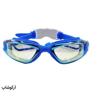 عکس از عینک شنا CONQUEST آبی رنگ، از جنس سیلیکونی به همراه گوش گیر مدل BL885H