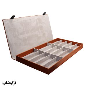 عکس از باکس و جعبه 15 تایی عینک طبی با رنگ قهوه ای و جنس چرم (فایل) مدل 992707