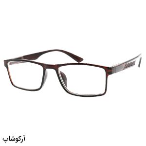 عکس از عینک طبی دور بین با فریم مستطیلی شکل، قهوه ای رنگ و دسته فنردار مدل 772