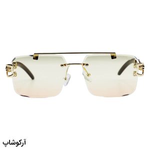 عکس از عینک آفتابی بدون فریم، مستطیلی، دسته چوبی، لنز دو رنگ و سایه روشن Cartier مدل PO7289