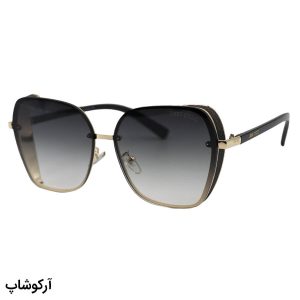 عکس از عینک آفتابی زنانه Jimmy Choo با فریم طلایی رنگ، شکل پروانه‌ای، شاین دار و لنز دودی هایلایت مدل 28012