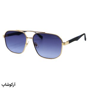 عکس از عینک آفتابی کارتیه با لنز آبی هایلایت، فریم طلایی، شکل چندضلعی و دسته فنردار مدل DS2444S