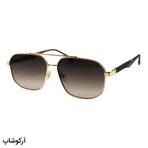عکس از عینک آفتابی Cartier با فریم طلایی، شکل چندضلعی، دسته فنری و لنز قهوه ای مدل DS2444S