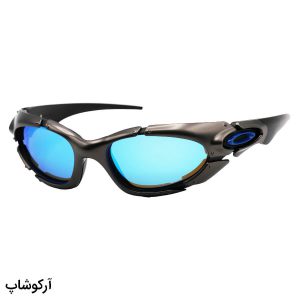 عکس از عینک آفتابی اوکلی با فریم نوک مدادی، لنز پلاریزه و آینه ای (آبی) به همراه پک اصلی مدل 9367 - Plate