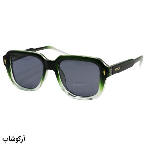 عکس از عینک آفتابی پلاریزه موسکات با فریم سبز رنگ، مربعی شکل و لنز دودی تیره مدل P1211