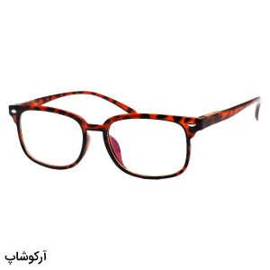 عکس از عینک مطالعه نزدیک بین با لنز بلوکات، فریم هاوانا، مستطیلی و دسته فنری مدل B392
