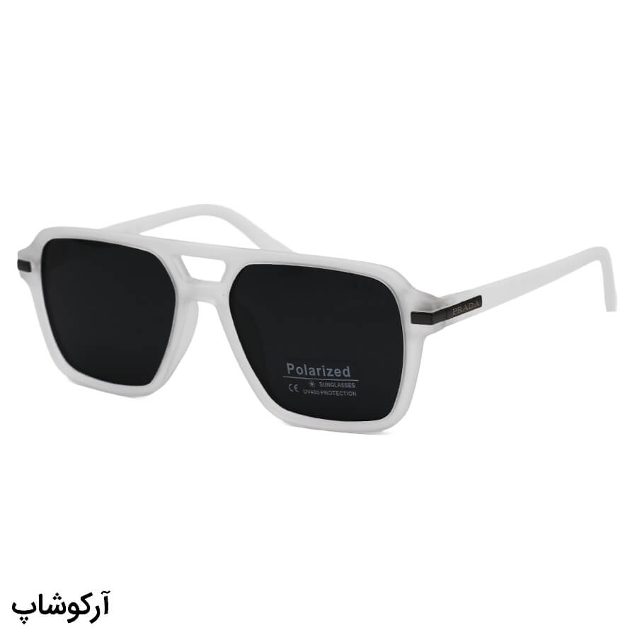 Icy-White-Avitator-Frame-And-Dark-Polorized-Uv-Protection-Lens-Prada-Sunglasses-Model-P9842-Yk-1 عکس از عینک آفتابی پرادا با فریم خلبانی، رنگ سفید مات (یخی) و لنز پلاریزه و دودی تیره مدل p9842