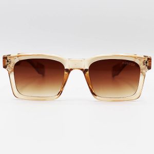 عکس از عینک آفتابی Moscot با فریم عسلی رنگ، مستطیلی شکل و لنز قهوه ای هایلایت مدل M65019