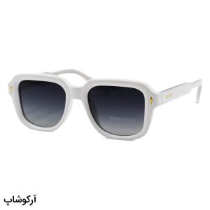 عکس از عینک آفتابی پلاریزه MOSCOT با فریم سفید رنگ، مربعی شکل و لنز دودی سایه روشن مدل P1211
