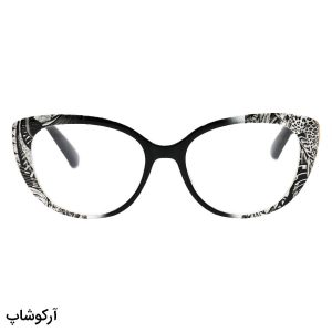 عکس از عینک مطالعه نزدیک بین با فریم گربه ای، مشکی رنگ و دسته فنر دار مدل T162