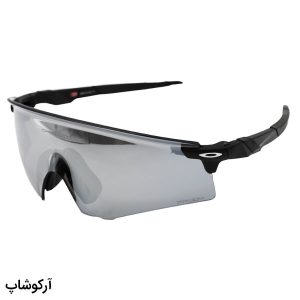 عکس از عینک ورزشی OAKLEY با دسته مشکی، لنز آینه ای، نقره ای رنگ و UV400 مدل OO9471