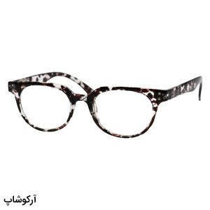 عکس از عینک مطالعه نزدیک بین با فریم مشکی، بیضی شکل و دسته فنری مدل TJ3182