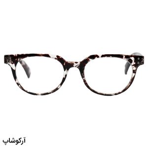 عکس از عینک مطالعه نزدیک بین با فریم مشکی، بیضی شکل و دسته فنری مدل TJ3182