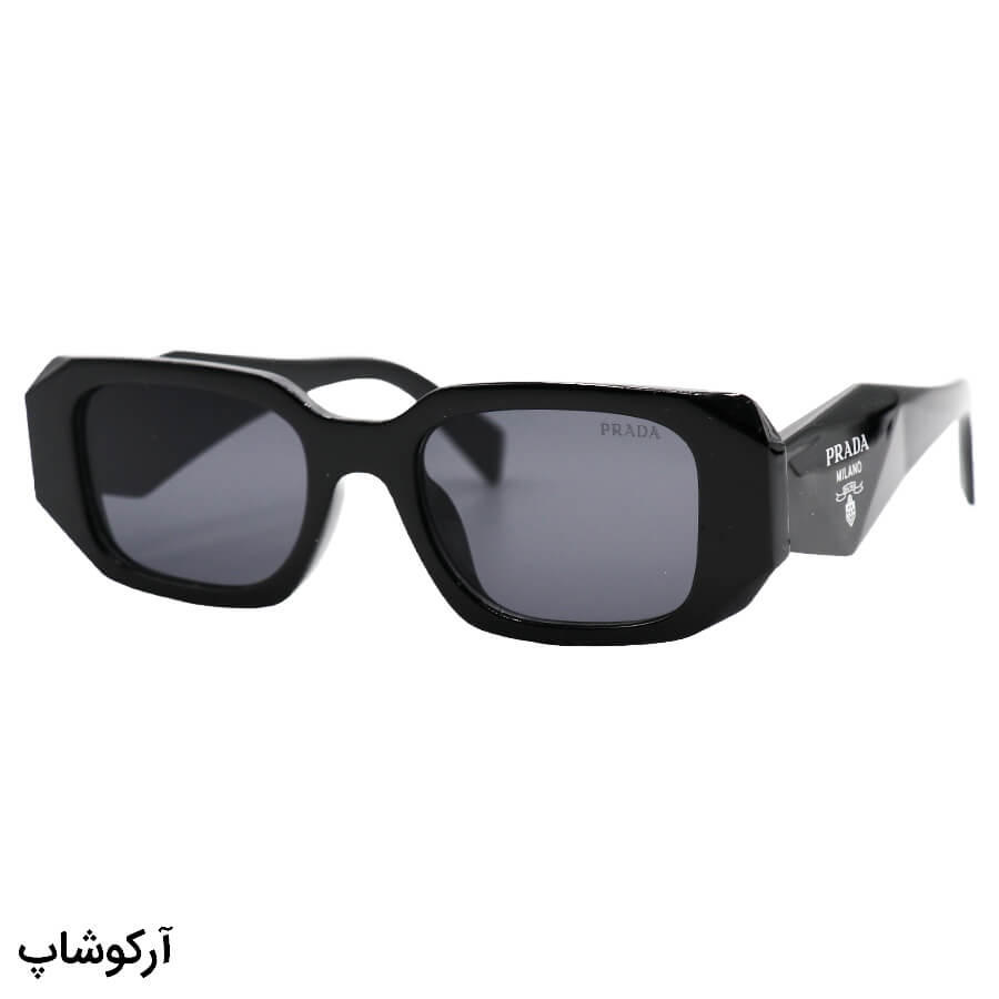 Black-Rectangular-Frame-And-Dark-Uv-Protection-Lens-And-Black-Handle-Prada-Sunglasses-Model-Sl312-Bb-1 عکس از عینک آفتابی prada با فریم مستطیلی شکل، مشکی براق و لنز دودی تیره مدل sl312