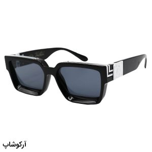عکس از عینک آفتابی میلیونر Louis Vuitton با فریم مشکی و سفید، مستطیلی و لنز دودی تیره مدل Z1940E