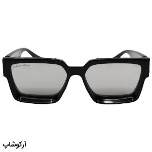 عکس از عینک آفتابی میلیونر لویی ویتون با فریم مشکی، مستطیلی شکل و لنز آینه ای و نقره ای مدل Z1940E