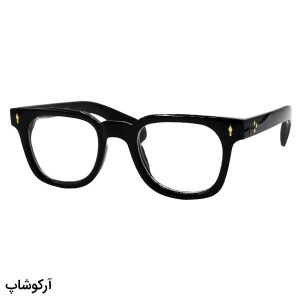 عینک طبی با فریم مشکی براق، مربعی شکل و دسته پهن برند موسکات مدل ML6034