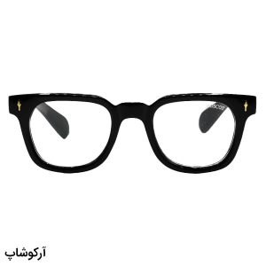 عینک طبی با فریم مشکی براق، مربعی شکل و دسته پهن برند موسکات مدل ML6034