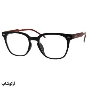 عکس از عینک طبی با فریم مشکی مات، مربعی، دسته قهوه ای و جنس بامبو جنتل مانستر مدل TR75235