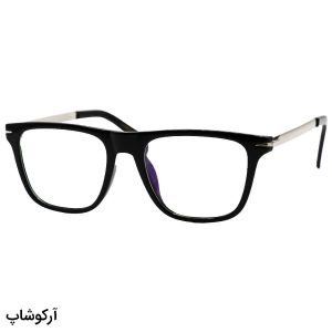 عکس از عینک طبی با فریم مربعی شکل، مشکی براق، دسته نقره ای و لولا فنری برند دیوید بکهام مدل DB1306