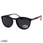 عکس از عینک آفتابی پلاریزه PERSOL با فریم TR، شکل گرد، رنگ مشکی مات، دسته قرمز و لنز دودی مدل P3222