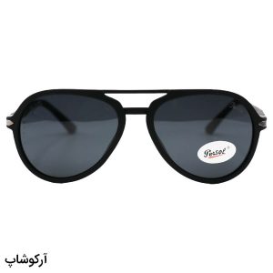 عکس از عینک آفتابی پرسول با فریم خلبانی، رنگ مشکی مات، دسته فنردار، طوسی و لنز پلاریزه مدل P3217